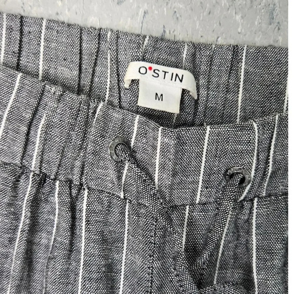 Ostin Linen Stripped Ankle Elastic Waist Pants size M - Picture 4 of 4
